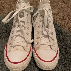 White high top converse, women’s size 8
